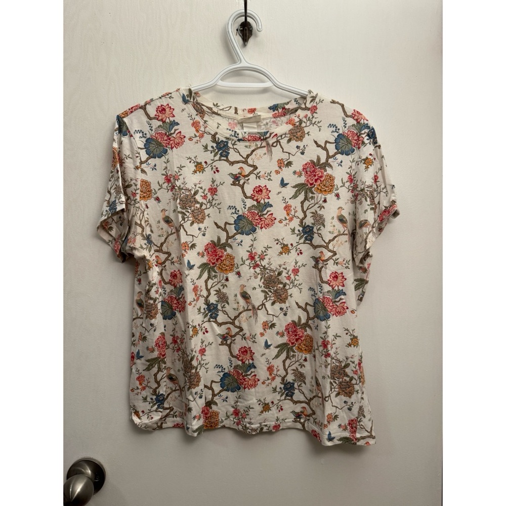 Women’s H&M Cream Floral Short Sleeve Top